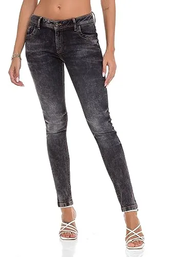 Cipo & Baxx Damen Jeans Hose Slim Fit Straight Denim Pants WD443 Anthracite W31 L34 - Stylische Damen Jeans im Slim Fit mit angesagter Used-Waschung, ideal für lässige Looks. Hoher Baumwollanteil sorgt für optimalen Tragekomfort.