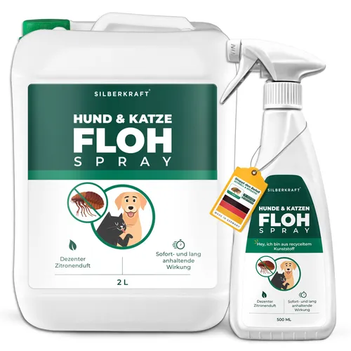 SILBERKRAFT Flohspray für Hunde und Katzen - Effektives Flohspray zur Abwehr von Flöhen, Zecken und Ungeziefer bei Haustieren. Mit Geraniol als natürlichem Repellent – eine sichere Alternative zu herkömmlichen Mitteln. Einfache Anwendung für langfristigen Schutz!