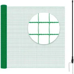 Woltu Gartenzaun - Mobiler Geflügelnetz Zaun, 53 g/m² PE, Grün - Zaunelemente - Langlebiger, wetterfester und leicht zuschneidbarer Gartenzaun, ideal zum Schutz von Tieren und Pflanzen, einfach zu montieren und platzsparend aufrollbar.