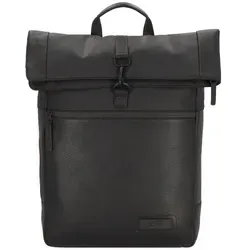 Jost STOCKHOLM Kurierrucksack - Schwarz - Vielseitiger Rolltop-Rucksack aus gewachstem Vollrindleder mit 8 Innenfächern, inklusive gepolstertem Laptopfach. Ideal für Arbeit und Freizeit, mit Trolley-Aufsteckfunktion und reflektierenden Details.