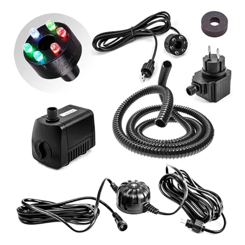 CLGarden Springbrunnen Pumpe Set mit RGB LED Licht