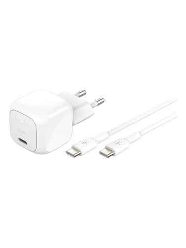 Belkin BoostCharge 30 W Ladegerät - Netzteile für Handys, kompaktes Design ideal für Reisen, lädt iPhone in nur 25 Minuten auf 50 % dank USB-C Power Delivery.