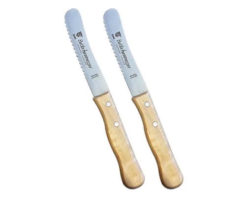 SMI Brötchenmesser Buttermesser mit Wellenschliff - Brötchenmesser aus rostfreiem Edelstahl mit ergonomischem Buchenholzgriff. Ideal für präzises Schneiden und Streichen von Butter oder Marmelade – ein Must-Have für jedes Frühstück!