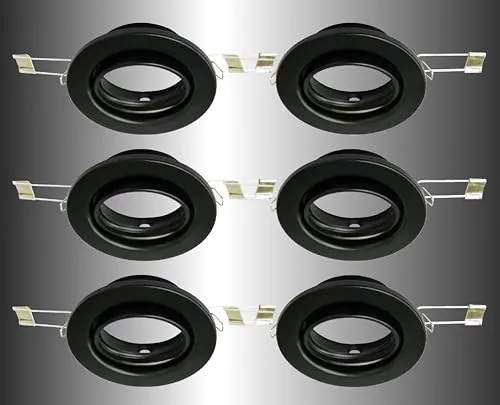 Trango 6er Set Einbaustrahler 6729-065AK in Schwarz matt Deckenstrahler Badleuchte Strahler inkl. 6x GU10 Fassung geeignet für LED Einbauleuchte, Deckenleuchte ohne Leuchtmittel