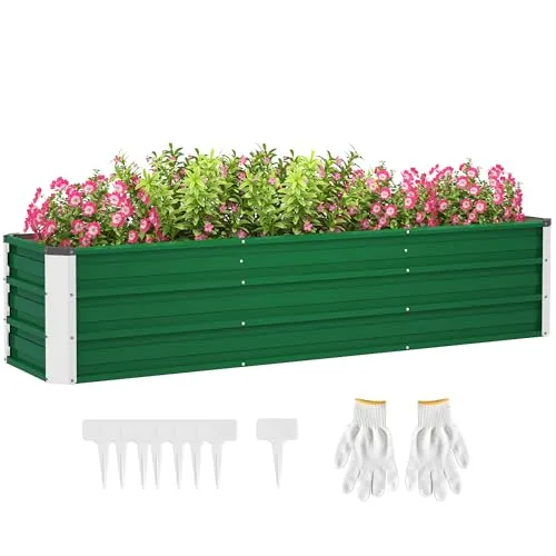 Outsunny Hochbeet - 183L x 47B x 40H cm - grün - Hochbeet für Zuhause, einfacher Aufbau und optimaler Schutz für Pflanzen. Ideal für gesundes Wachstum von Gemüse und Blumen.
