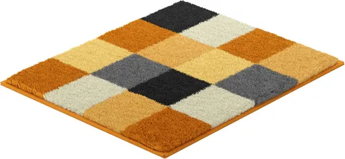 Xxxl Bidet-Vorleger Bona - Rutschfester Badteppich in Gelb, Schwarz und Weiß - Hochwertiger Badteppich in Karo-Design, 50x60 cm, Oeko-Tex® Standard 100, Made in Europe, bietet Sicherheit mit rutschfester Unterseite.