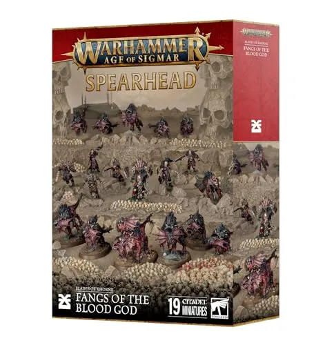 Games Workshop Warhammer Age of Sigmar Spearhead: Blades of Khorne - 19 hochwertige Plastikminiaturen für Warhammer Age of Sigmar. Enthält Karanak und Flesh Hounds für beeindruckende Armeen. Ideal für Sammler und Spieler!