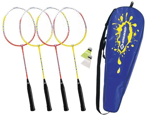 Donic-Schildkröt Federball Set 4-Player - Badminton Schläger für 4 Spieler - Badminton Schläger Set für 4 Spieler, ideal für Familien oder Freunde, inklusive Schlägerhülle und Bällen für sofortigen Spielspaß.