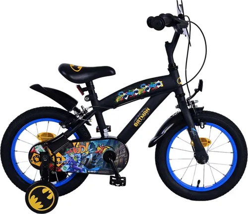 Kinderfahrrad Batman 14 Zoll - Schwarz, mit Handbremsen - Kinderfahrrad Batman 14 Zoll mit zwei Handbremsen und abnehmbaren Stützrädern für sicheres Lernen. Höhenverstellbarer Sattel und stabiler Rahmen sorgen für langen Fahrspaß!