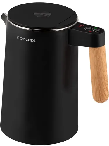 CONCEPT Elektrischer Wasserkocher RK-3301 BLACK - Wasserkocher mit Temperaturregelung von 45 bis 100°C, doppelwandige Cool Touch-Oberfläche und 1,5 l Fassungsvermögen. Ideal für Tee- und Kaffeeliebhaber!