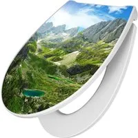 banjado WC-Sitz Motiv Bergsee Alpen - Toilettendeckel mit Softclose Absenkautomatik und Take-Off Technologie für einfache Reinigung. Hergestellt aus umweltfreundlichem Duroplast, bietet er Komfort und Hygiene in Ihrem Bad.