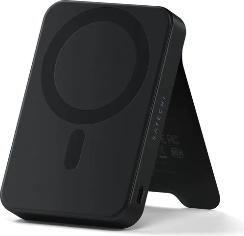 Satechi Onthego Power Bank 10k (schwarz) - Powerbank mit 10000 mAh, MagSafe-kompatibel für iPhones, bietet schnelles kabelloses Laden bis zu 15W und USB-C Schnellladung bis zu 20W, ideal für unterwegs.
