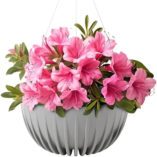 KONZEPT Blumenampel hängend außen und innen in Grau, Blumentopf 30cm Durchmesser, Hängetopf für Pflanzen aus Kunststoff