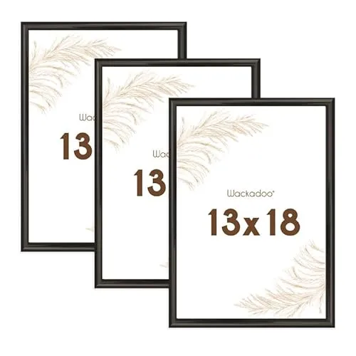 Wackadoo Bilderrahmen 13x18 Schwarz 3er Set Fotowand Fotorahmen aus leichtem Kunststoff mit Glas Picture frame Poster