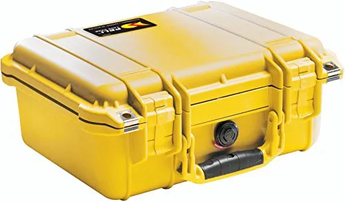 PELI 1400 Koffer für Optimalen Schütz Ihrer Kamera- und Videoausrüstung, IP67 Wasserdicht, 9L Volumen, Ohne Schaum, Gelb