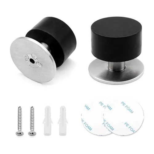 Stück Boden Türstopper Selbstklebend Edelstahl mit Gummi Puffer Wandtürstopper inkl Schraube für Wandmontage zum Schutz der Türen 2