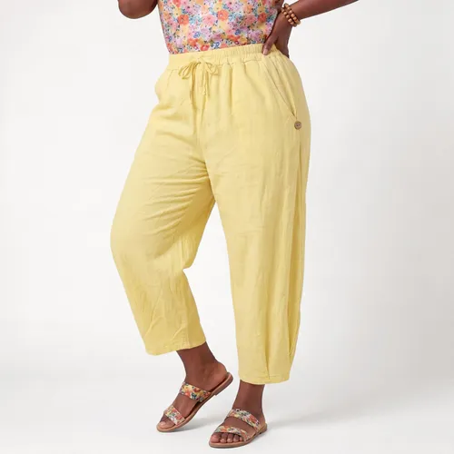 Pumphose Damen Sommerhose Barrel Fit Weite Baumwoll Hose Gr. 42 44 46 Cropped