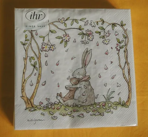 Servietten Hasen Blütenregen 1 Packung OVP IHR Motivservietten A. Jeram 20