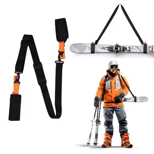 Mtlhbcg Skigurte zum Tragen,1 Stück Universal Ski Tragegurt Verstellbar Skigurt,Tragbarer Skigurt,Schultergurt/Riemen Für Skiboard Snowboard, fur Outdoor Ski-Ausrüstung,ideal für Familien