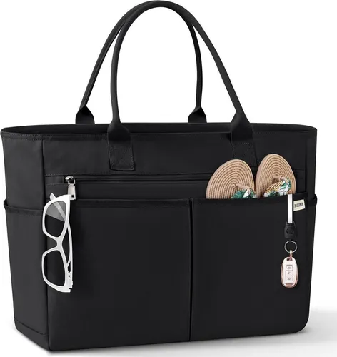IGOLUMON Strandtasche XXL Familie 40L - Wasserdicht & Praktisch in Schwarz - Geräumige 40L Badetasche für Strand, Einkaufen und Reisen. Mit separatem wasserdichten Fach, gepolsterten Griffen und robustem Reißverschluss. Ideal für alle Abenteuer und leicht zu reinigen.