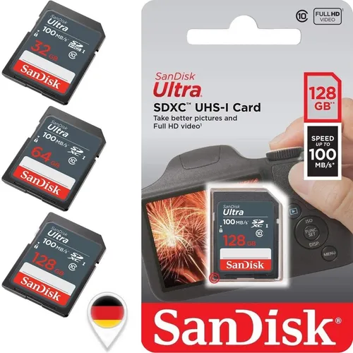 SanDisk Ultra 64GB SDXC Speicherkarte – Class 10, bis 100MB/s - Hochleistungs-SDXC Speicherkarte mit 64GB, Class 10, ideal für schnelle Datenübertragungen bis 100MB/s. Perfekt für Fotos und Videos, kompatibel mit vielen Geräten.