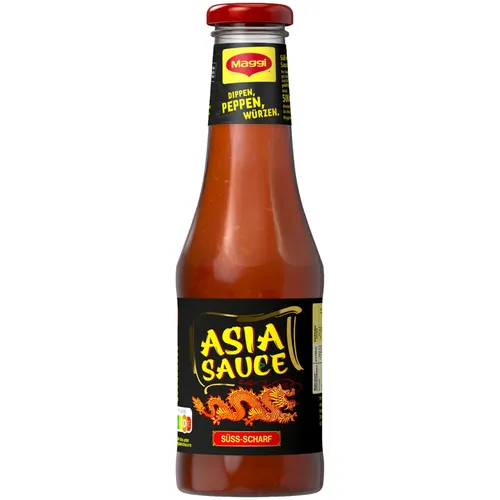 Maggi Asia Sauce Süss-Scharf 500ml - Vielseitige Chilisauce zum Dippen und Würzen, ideal für asiatische Gerichte. Verleiht jedem Snack eine süß-scharfe Note!