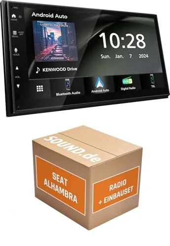 Autoradio Einbaupaket für Kenwood DMX5023DABS kompatibel mit Seat Alhambra II + Lenkradfernbedienung | Apple Carplay Android Auto APP Spiegelung