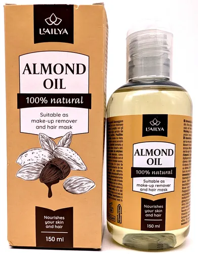 Mandelöl für Haut und Haar 150ml - 100% vegan & natürlich - Tagespflege mit 100% natürlichen Inhaltsstoffen, ideal als Massageöl, Make-up Entferner oder Haarmaske für alle Hauttypen.