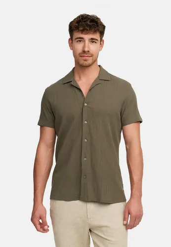 Indicode Herren INWay Kurzarmhemd mit Kent-Kragen | Jacquard Herrenhemd Covert Green, L - Leichtes Kurzarmhemd mit luftiger Struktur und entspannter Note. Ideal für den Sommer, aus hochwertigem Material für angenehme Trageeigenschaften. Perfekt für lässige Anlässe und den täglichen Gebrauch.