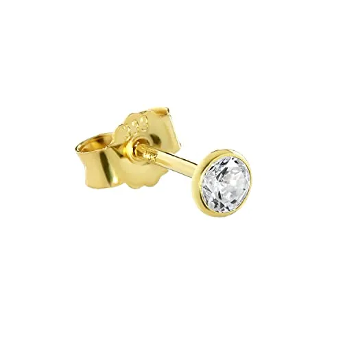 NKlaus Einzel Ohrstecker Gold 333er 8 Karat 3,00mm Cubic Zirkonia DAMEN HERREN KINDER