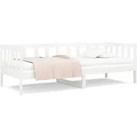 vidaXL Tagesbett Weiß 80x200 cm aus massivem Kiefernholz - Vielseitiges Tagesbett für Schlafzimmer und Wohnzimmer, stabil und langlebig aus massivem Kiefernholz, mit Bettgittern für Sicherheit und zusätzlichem Stauraum unter dem Bett.