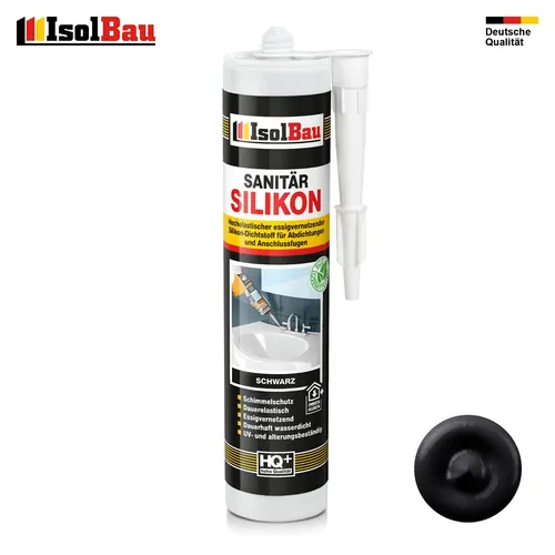 Sanitär Silikon Schwarz 300 ml - Dichtstoff für Küche und Bad - Dicht- & Spachtelmassen, schimmelschutzbeschichtet und ideal für Abdichtungen in Badezimmer und Küche, witterungs- und alterungsbeständig.