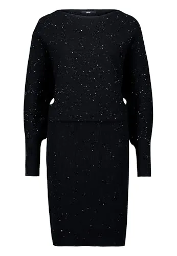 zero Damen Strickkleid mit Pailletten 38, Black Beauty
