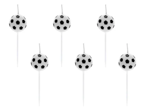 partydeco Geburtstagskerze, Geburtstagkerzen Fußball 2.5cm halbe Bälle 6er Set