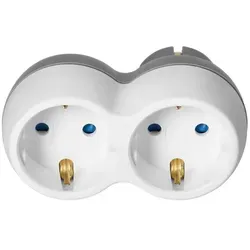 Steckdosen‐Verteiler 2× Schuko (2P+Z), weiß‐grau - Grau