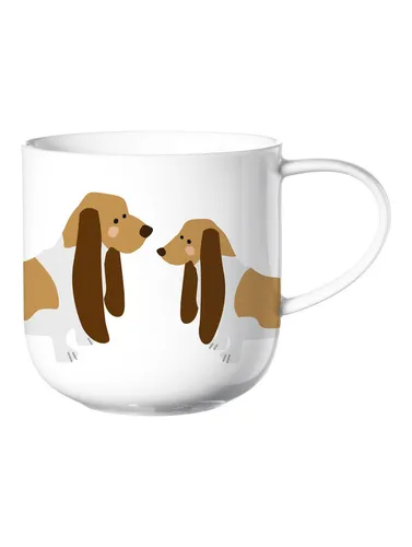 ASA SELECTION Henkelbecher COPPA Basset Hund DH 9.20x9.50 cm weiß