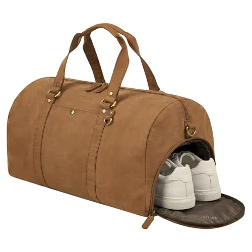 STILORD 'Ventura' Leder Weekender – Elegante Reisetasche mit Schuhfach - Die 'Ventura' Reisetasche XL aus echtem Rindsleder bietet großzügigen Stauraum und praktische Ordnung. Ideal als Weekender, Sporttasche oder Handgepäck – stilvoll und vielseitig für jeden Anlass!