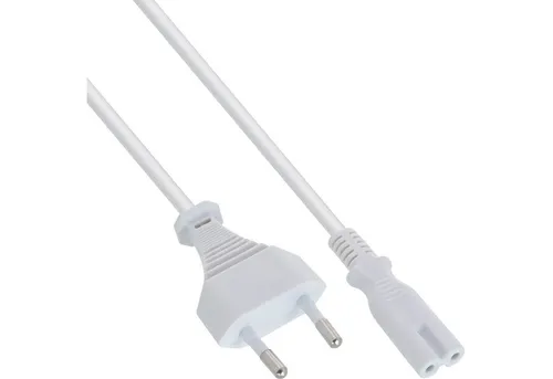 Inline InLine® Netzkabel, Netzstecker auf Euro 8 C7 Stecker, weiß, 0,5m Stromkabel