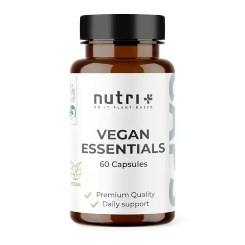 Nutri + veganer Multinährstoff - Vitamine & Mineralstoffe - Vegan Essentials Kapseln Complete Präparat - Multivitamin mit B12 D3 Eisen Selen Choline