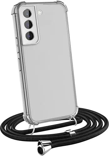 MyGadget Hülle Handykette für Samsung Galaxy S22 Plus - TPU Handyhülle mit Band zum Umhängen - Case mit Kordel Handyband - Schnur & Schutzhülle in Schwarz