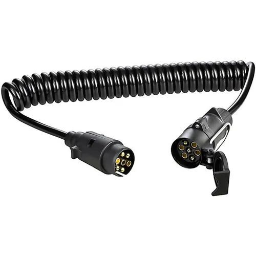 SecoRüt 20215 Verlängerungskabel 7polig - Anschlussadapter & Stromkabel, 3m Wendelkabel mit 7-poligem Stecker und Steckdose für zuverlässige Kfz-Elektrik im Anhängerbetrieb.