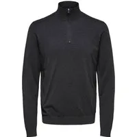 SELECTED HOMME Strickpullover mit Stehkragen - Anthrazit Melange, Größe XXL - Herren Troyer aus 100% Baumwolle, ideal für lässige Anlässe. Mit Stehkragen und kurzem Reißverschluss für zusätzlichen Komfort und Stil.