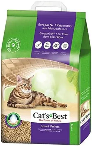 Cat's Best Smart Pellets, 100 % pflanzliche Katzenstreu, innovative Klumpstreu für Katzen aus antihaftenden Aktiv-Holzfasern – stoppt das Heraustragen, 10 kg/ 20 l
