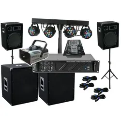 DSX DJ Komplett Set 18.1 – Nebel, LED Licht & Lautsprecher für Partys
