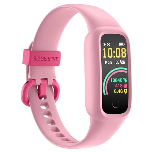 Produktbild BIGGERFIVE Vigor 2 L Fitness Tracker Uhr Kinder, Fitnessuhr mit Aktivitätstracker, Schrittzähler, Pulsuhr, Schlafmonitor, Kalorienzähler, IP68 Wasserdicht Kinderuhr für Junge Mädchen, Rosa