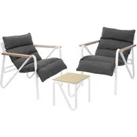 ML-Design Gartenmöbel Set 3 tlg Weiß-Grau mit 2 Stühlen & Tisch - Modernes Gartenmöbel-Set für Terrasse und Garten – elegant und komfortabel. Robustes Stahlgestell, hochwertige Polster und pflegeleichte Tischplatte sorgen für entspannte Stunden im Freien.