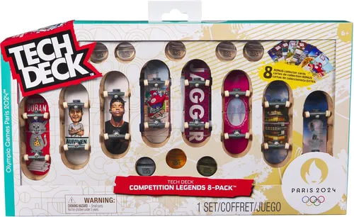 Tech Deck Competition Legends 8-Pack - Set mit 8 authentischen Fingerboards für echte Skateboard-Fans, ideal für Tricks und Wettbewerbe.