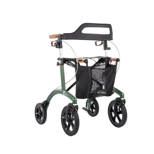 Saljol Allround Rollator – Leichtgewicht mit Vollausstattung, 6,4 kg, für Stadt und Land, Grün