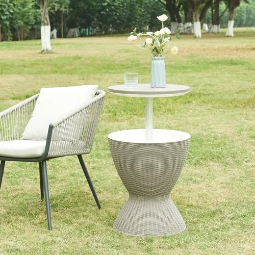 casa.pro Kühltisch Atessa - Der vielseitige Gartentisch - Bartisch für die Terrasse mit 30L Kühlkammer, hält Getränke stundenlang kalt und ist ideal für Gartenpartys – umweltfreundlich und ohne Strom!