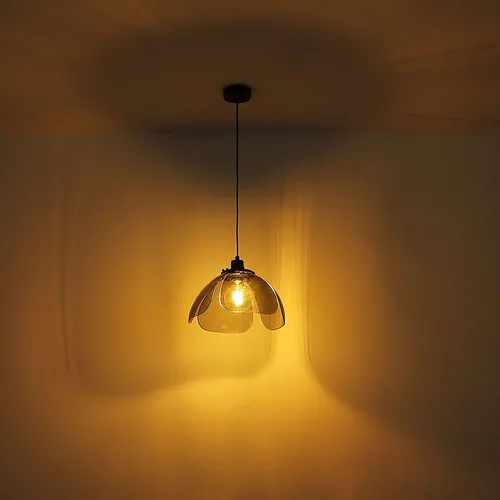Elegante LED Hängeleuchte in Blütenform - Moderne Pendellampe aus Metall und rauchfarbenem Glas, ideal für Essbereiche und Wohnzimmer, inklusive dekorativer LED-Lampe mit warmweißem Licht.